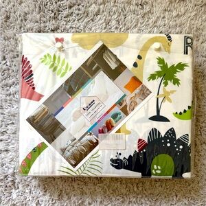 Colorful Dinosaur and Palm Tree Queen Bedding Set